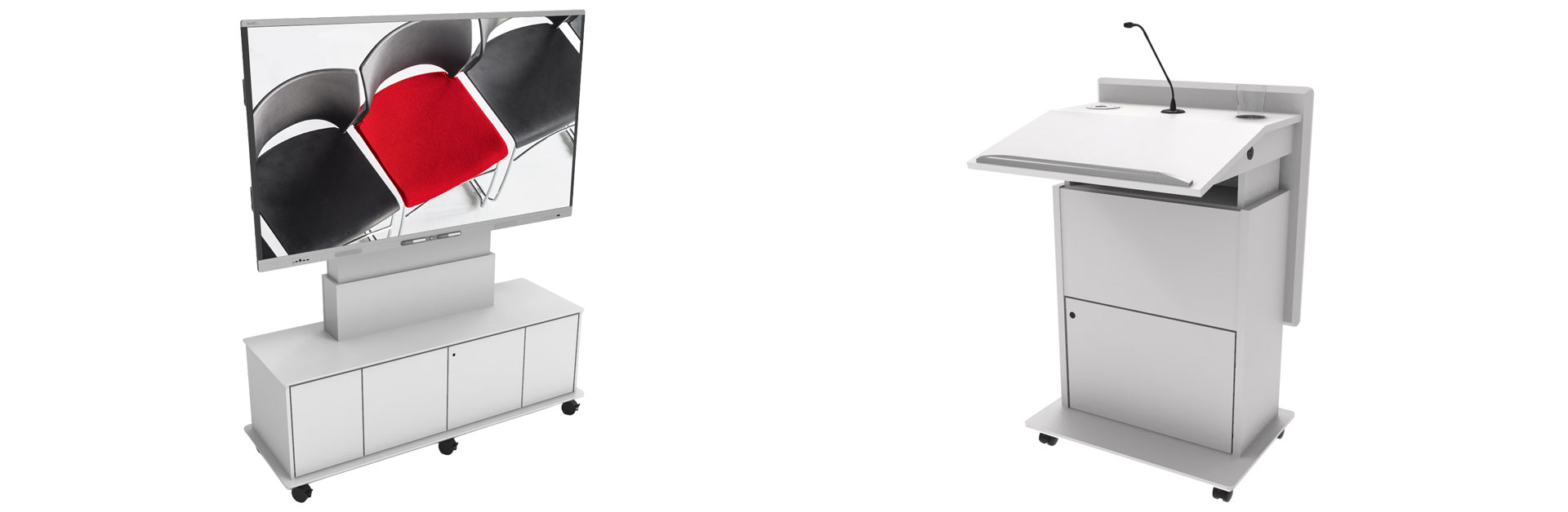 Header Conferencing - Mediensideboard und Rednerpult forum.avance