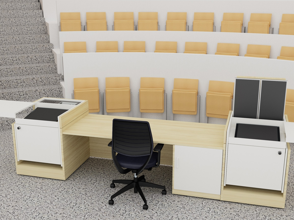 Lecturer's desk integrated into a lecture hall