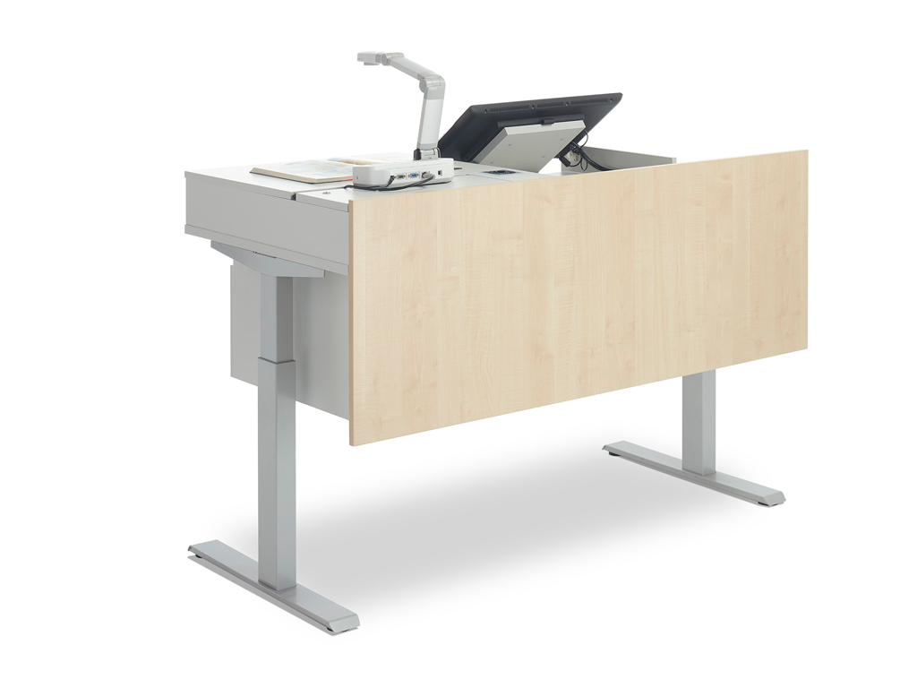 Rear view of the ino.vation media desk with interactive display and document camera