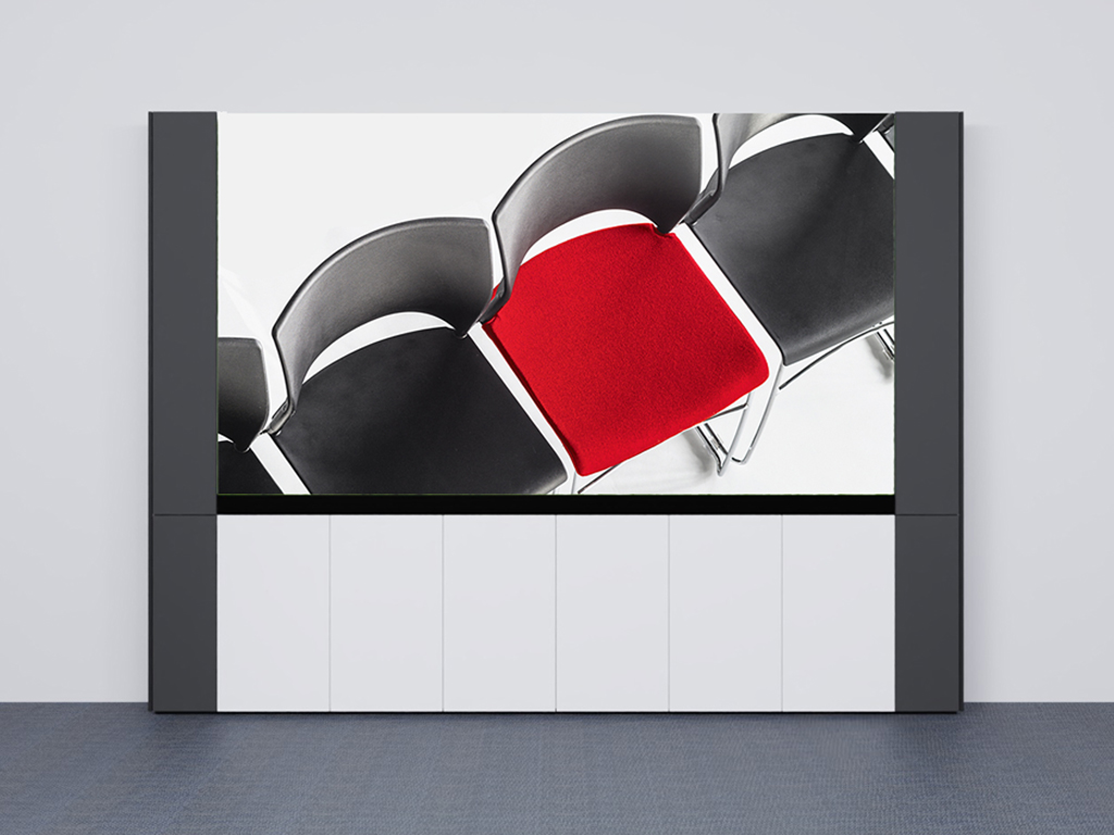 Media wall led.wall - 6-gang version with side speaker cabinets